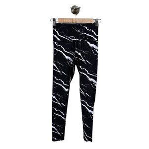 Terez New York Women’s Size XS Black White Marble Tall‎ Band Active Leggings NWT